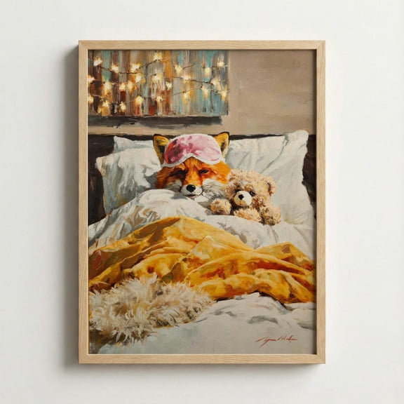 Sleeping Fox Wall Art Cozy Bedroom Nursery Home Decor