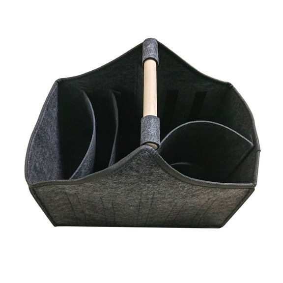 Baby diaper caddy organizer, car felt caddy, baby product storage basket, solid wood handle, detachable partition storage basket for daycare,Best Gift Basket for Babies（dark grey）