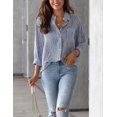 thumbnail image 5 of Womens Striped Button Down Shirts Long Sleeve Collared Business Office Work Blouses Shirts Tops with Pocket, 5 of 5
