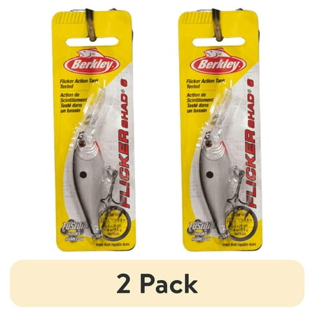 (2 pack) Flicker Shad Hard Bait 2 1/4 Length 10 -12 Swimming Depth 2 Hooks Pearl White Per 1 1241865