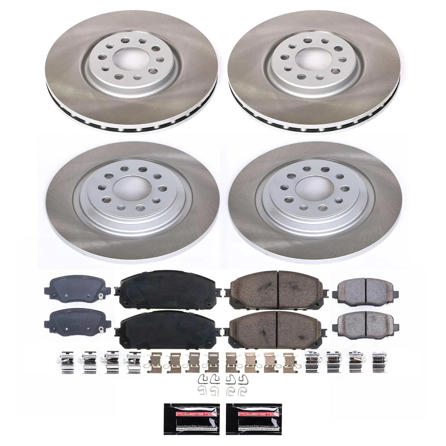 PowerStop Front and Rear Semi-Coated Rotor and Low-Dust Ceramic Brake Pad Kit SC6541