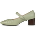thumbnail image 2 of Journee Signature Womens Genuine Leather Ellsy Mary Jane Low Stacked Heel Square Toe Pumps, 2 of 9