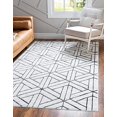 thumbnail image 1 of Unique Loom Matrix Trellis Collection Modern Triangular, Geometric, Lattice Area Rug (3' 3 x 5' 3 Rectangular, Ivory/ Gray), 1 of 5