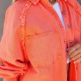thumbnail image 6 of IROINNID Women's Denim Jacket Solid Color Long Sleeve Leisure Turndown Long Sleeve Hoodless Casual Outerwear Jackets Loose Coat, Orange, 6 of 9