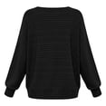 thumbnail image 6 of Women Boat Neck Textured Knit Sweater Batwing Long Sleeve Solid Color Loose Casual Pullover Ribbed Cuff Fall Blouse, 6 of 6