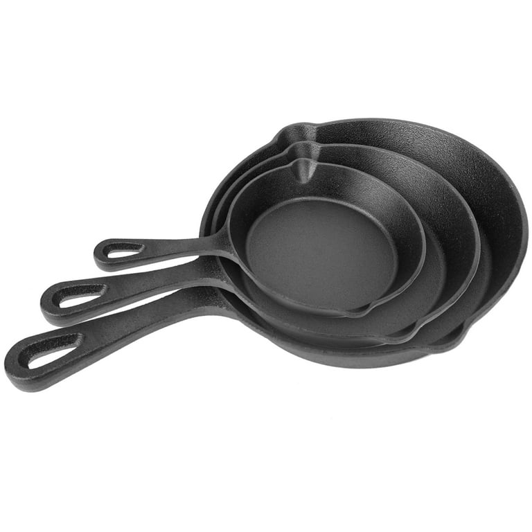 NewHome 3Pcs Pre-Seasoned Cast Iron Skillet Set, 6/8/10in Non