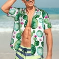 thumbnail image 7 of Honeii Cactus Plants Print Men’s Hawaiian Shirt,Classic Button-Down Short Sleeve Shirt, for Beach, Vacation, and Outdoor Activities,XX-Large, 7 of 7