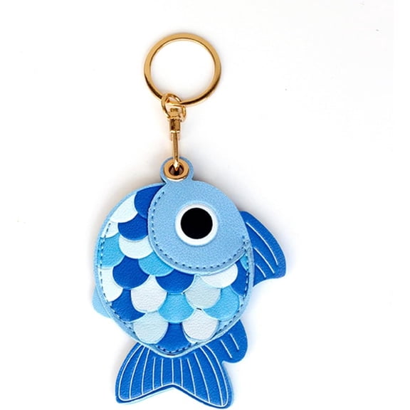 Universal Smart Tag Holder, Fits for tile Mate, Airtag, Key Fob And More, Cute Faux Leather Fish Air Tracker Case