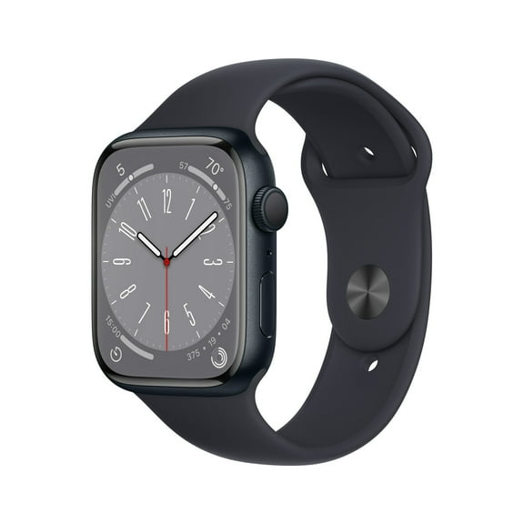 Pre-Owned Apple Watch Series 8 GPS 45mm Midnight Aluminum Case with Midnight Sport Band - S/M. Fitness Tracker, Blood Oxygen & ECG Apps, Always-On Retina Display