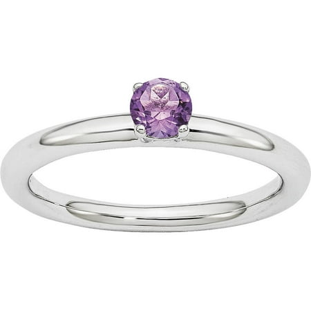 Stackable Expressions Amethyst Sterling Silver Rhodium Ring