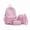 Pink, variant on 3 Piece Striped Backpack Set, Sweet Bow Decor Student Backpack with Crossbody Bag & Pencil Case, Large Capacity College Daily Bookbag