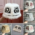 thumbnail image 3 of dianhelloya Warm hat LadyAutumn Winter Cute Handmade Knitting Plush Hat Tiger Head Shape Imitation Rabbit Fur Trim Cute Woolen Hat Grey, 3 of 8