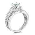 thumbnail image 3 of Wellingsale Ladies Solid 14k White Gold Polished CZ Cubic Zirconia Round Cut Engagement Ring with Side Stones - Size 5.5, 3 of 6