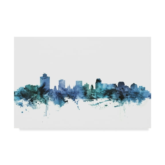 Trademark Fine Art 'Salt Lake City Utah Blue Teal Skyline' Canvas Art by Michael Tompsett