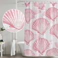 thumbnail image 5 of Xipuska Pink Coastal Shell Shower Curtain - Water Repellent Fabric Shower Curtains Washable, Summer Beach Nautical Ocean Decorative Polyester Cloth Bathroom Curtains Modern Bath Decor 72"x78", 5 of 6