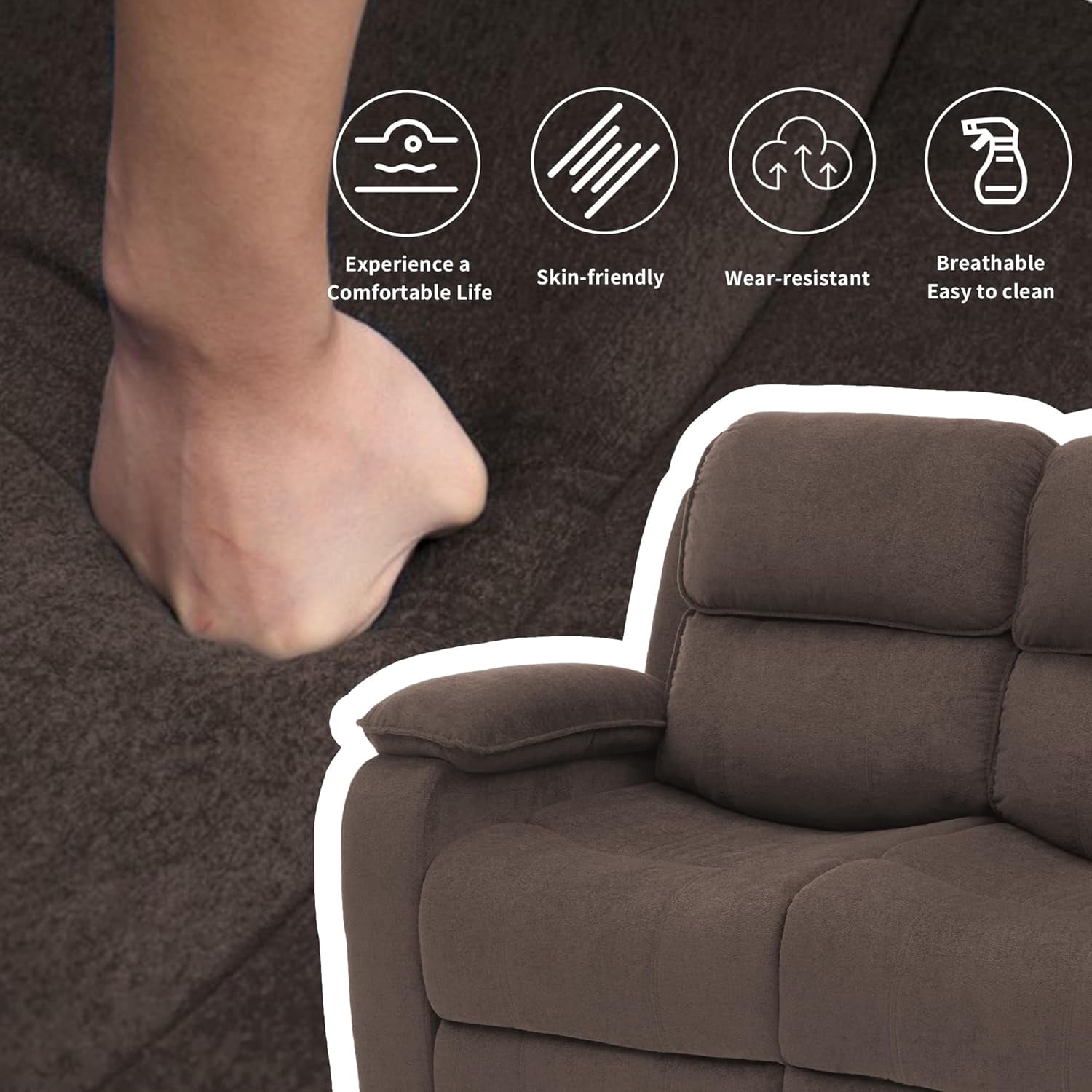 Electric Reclining Loveseat Sofa with 8-Point Vibration Massage, Bluetooth Speakers, Storage Console and Cup Holders for Living Room & Home Theater (Brown, Loveseat with Console)