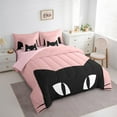 thumbnail image 3 of Castle Fairy Black Cat Girl 7 Pieces Bedding Comforter Set,Cartoon Animal Full Bedding Set Lightweight,Black Pink Fitted Sheet Flat Sheet,Breathable Home Decor, 3 of 8