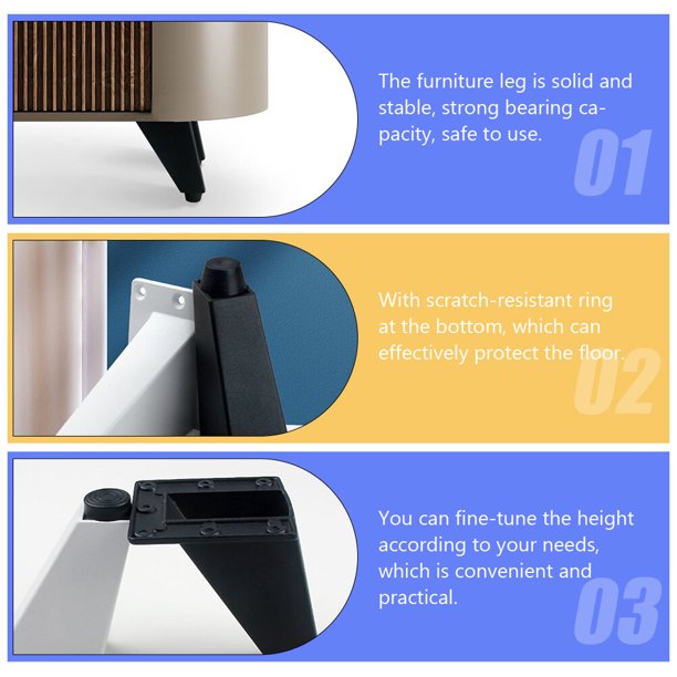 TABLETREANDS 2Ud Patas Para Muebles Negras Ajustables En Aleación De Aluminio Con Base Antideslizante Y Fácil Instalación