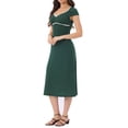 thumbnail image 4 of INSPIRAR CHIC Vestido Midi Clásico de Verano con Manga Corta Casual de Lunares S Verde Oscuro, 4 of 6