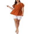 thumbnail image 2 of Agnes Orinda Plus Size Women V Neck Flare Sleeve Ruffle Peplum Wrap Blouse Top, 2 of 5