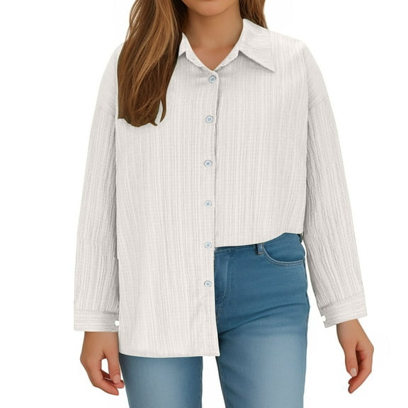 SHTXOZHI Button Down Blouses for Women Long Sleeve Fall Shirts Dressy Casual Collared Work Tops