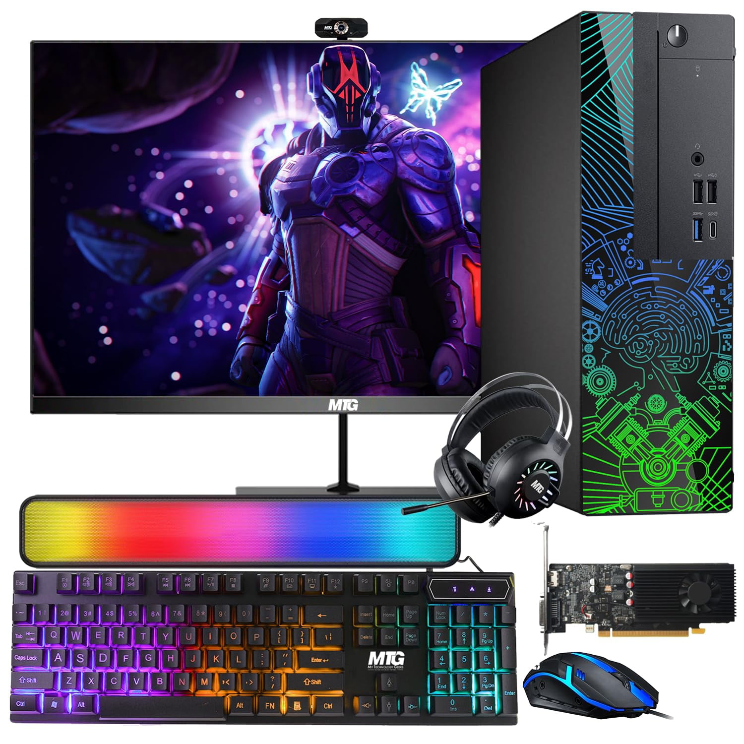 Restored Lumos 8 Gaming Desktop PC,Intel Core i5 8th Gen,16GB RAM,128GB SSD+2TB HDD,AMD RX 550 4GB GDDR5 Graphics Card,27 Inch Monitor,RGB Soundbar,PCI-E Bluetooth|Wi-Fi,RGB Kit,Win 11 Home