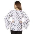 thumbnail image 4 of Moomaya Printed Top Full Sleeve Pleated Rayon Kurta Short Tunic Summer Blouse For Women, 4 of 7