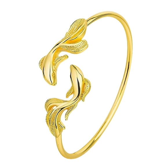 Elegant Open Bracelet Ladies Personality Trend Double Bracelet Copper Plated Real Gold Fish BraceletThe Best Gift for A Loved One