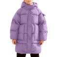 thumbnail image 2 of Uobin Kids Hooded Puffer Jacket with Multi Pockets, Mid-Length Snap-Button Winter Coat for Boys Girls, 2 of 5