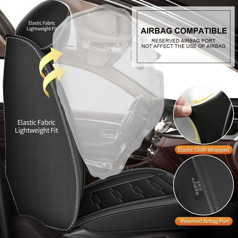 AOMSAZTO Fit JEEP Renegade 2015 2024 Car Seat Cover 5 seat Faux Leather Full Set Compatible airbag Black