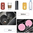 thumbnail image 3 of AUR Car Coasters, 4 Pack Universal Vehicle Bling Car Coaster, Rhinestone Coaster for Cup Holders, Car Interior Accessories 2.75'' Silicone Car Coasters for Women(Pink, Pink Crystal Circle), 3 of 13