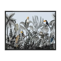 Designart 'Birds and Peonies With Chinoiserie VIII' Farmhouse Framed Canvas Wall Art Print