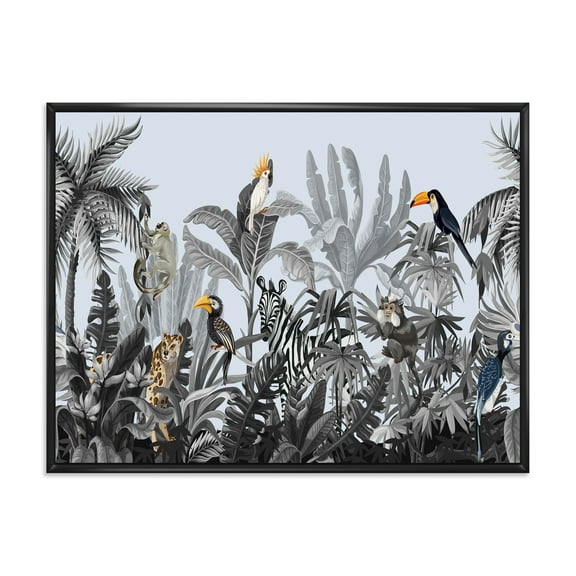 Designart 'Birds and Peonies With Chinoiserie VIII' Farmhouse Framed Canvas Wall Art Print