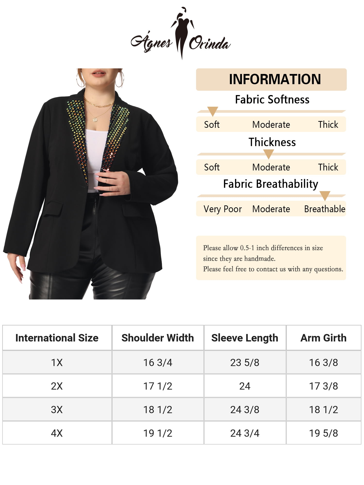 Unique Bargains Women's Plus Size Shiny Sequin Coat Button Lapel Party Blazers 1X Black