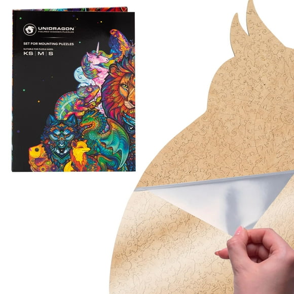 UNIDRAGON Original Jigsaw Puzzle Saver, Wall Art Mounting System to Display Completed Boards, Includes Cardboard Base, Stickers, 3 Sheets Adhesive Lab