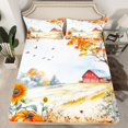 thumbnail image 2 of Manfei Autumn Fall Pumpkin Full Size Sheets,Country Floral Sunflower Bed Sheets,Fall Farm Sheet Sets For Girl Boys,Microfiber Bedroom Decor,4pcs, 2 of 7
