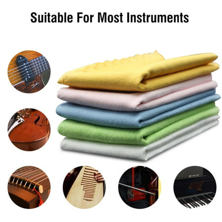 HURRISE 5pcs Microfiber Cleaning Polishing Polish Cloth Set for Musical Instrument Guitar Violin Piano, Piano Cleaning Cloth, Clarinet Cleaning (Best Guitar Polishing Cloth)