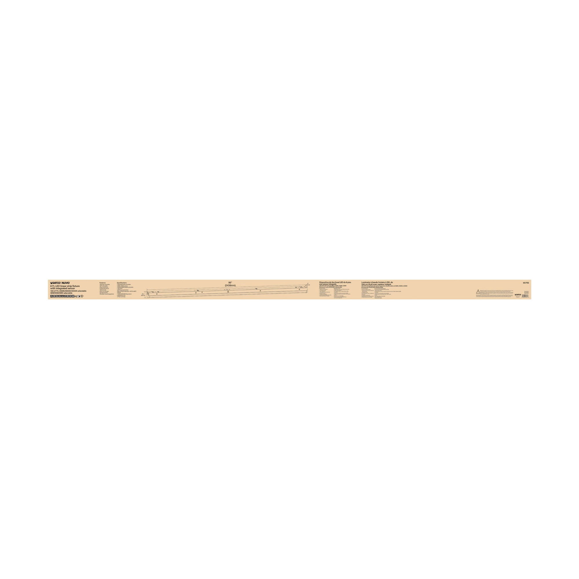 65/1702 Nuvo Lighting ColorQuick - 50W CCT Selectable LED Linear Strip Light-3.27 Inches Tall and 96 Inches Length