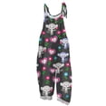 thumbnail image 3 of Women Overalls Summer Casual Floral Printed Loose Fit Jumpsuits Boho Cute Wide Leg Rompers Pants with Pockets Black L, 3 of 3