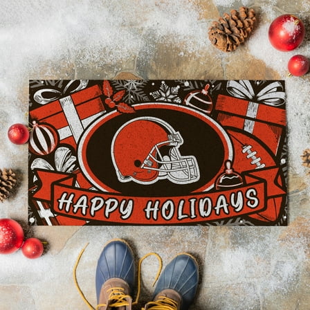 Cleveland Browns 28" x 16" Happy Holidays Christmas Turf Door Mat