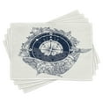 thumbnail image 1 of Ambesonne Adventure Place Mats Set of 4, Antique Sea Compass, Standard Size, Dark Blue White, 1 of 6
