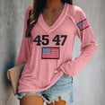 thumbnail image 1 of IDALL Chandail en Molleton pour Femmes Manches Longues T-Shirts Graphiques Rétro 45 47 Imprimé Chandail en Molleton 45 47 Col en V 45 47 pour Président Chandail en Molleton T-Shirts Tenues d'Automne Rose S, 1 of 5