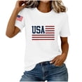 thumbnail image 5 of NTACZA Casual Cute Summer Tops T‑Shirts Crew Neck Usa American Flag Print Short Sleeve Festival Relaxed Fit Graphic Tees White, 5 of 7
