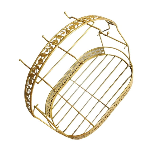 jifeng Bottle Rack Kitchen Organizer Home Metal Gift Versatile Minimalist with Storage Oval Gold Yellow