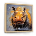 thumbnail image 2 of Designart "Colorful Hippo Harmony in Yellow" Animals Framed Wall Art - Yellow Hippopotamus Entryway Framed Wall Art Print, 2 of 6