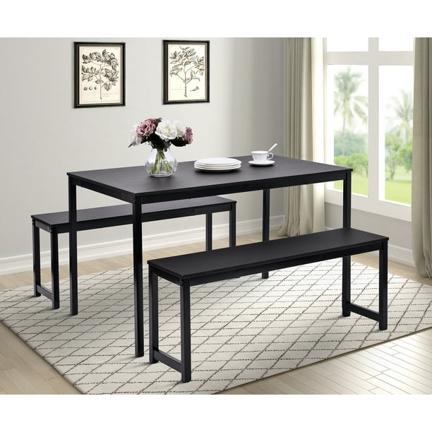 Jumper Dining Table Set 3 Pcs Kitchen, Bench Style Dining Table Set