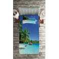 thumbnail image 2 of Ambesonne Island Quilted Coverlet 2 Pcs, Sunny Horizon of Prislin, Twin Size, Turquoise Green Blue, 2 of 2