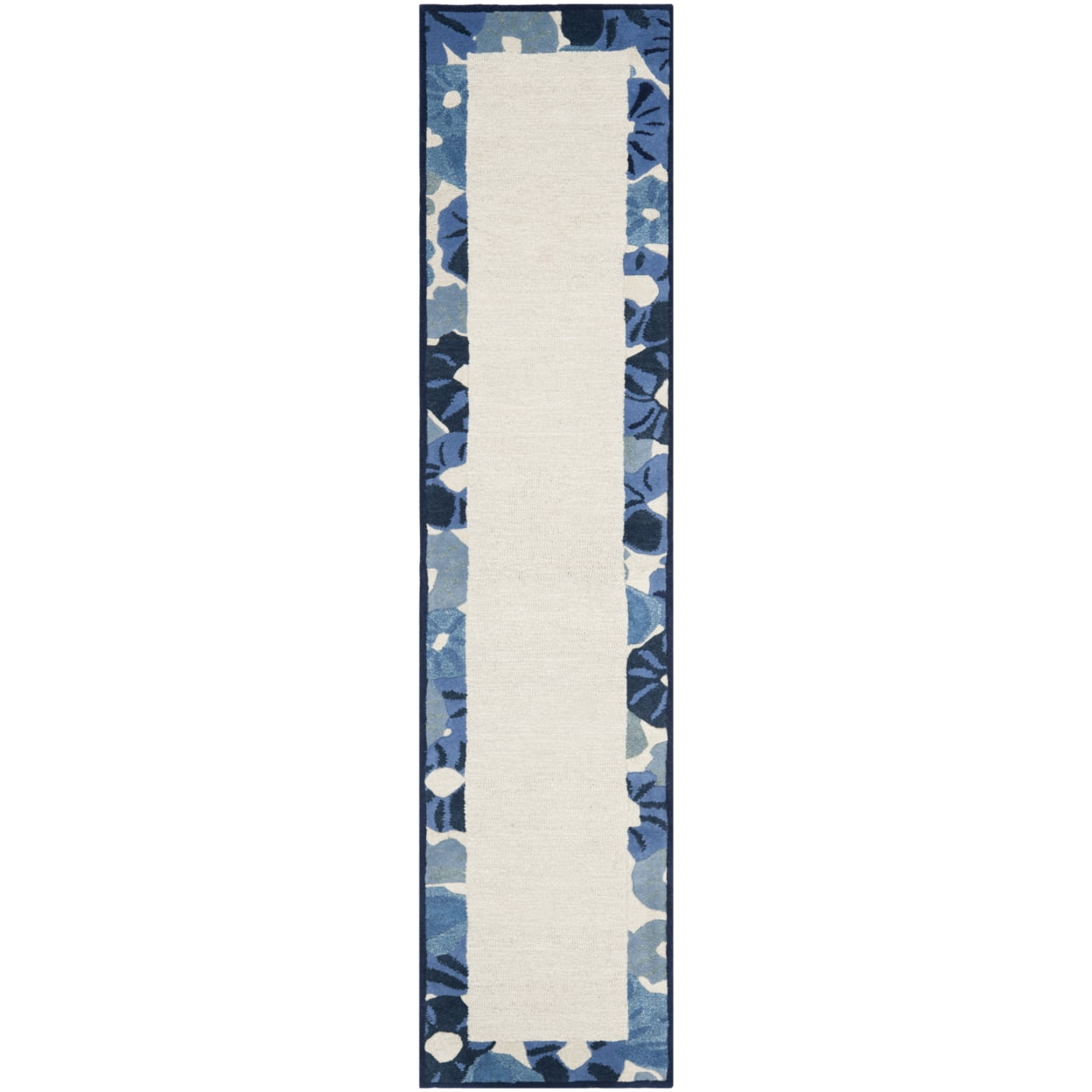 SAFAVIEH Martha Stewart Poppy Floral Border Area Rug, Azurite Blue, 6' x 6' Round