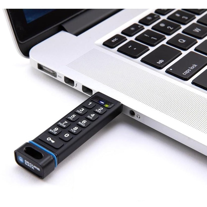 SecureDrive SecureUSB KP Hardware-Encrypted USB Flash Drive with Keypad - 32 GB - USB 3.2 (Gen 1) Type A - 152 MB/s Read Speed - 118 MB/s Write Speed - 256-bit AES - 3 Year Warranty