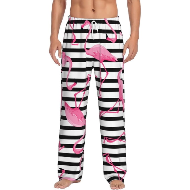 Kdxio Flamingos Print Mens Pajama Pants Set Sleep & Lounge Pants, PJ Bottoms with Pockets and Button Fly-3X-Large